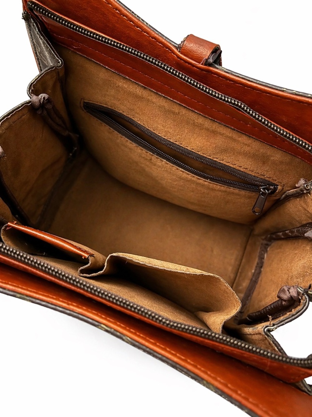 Monogram Print Top Handle Satchel – Brown / Gold Hardware - Picture 6 of 6